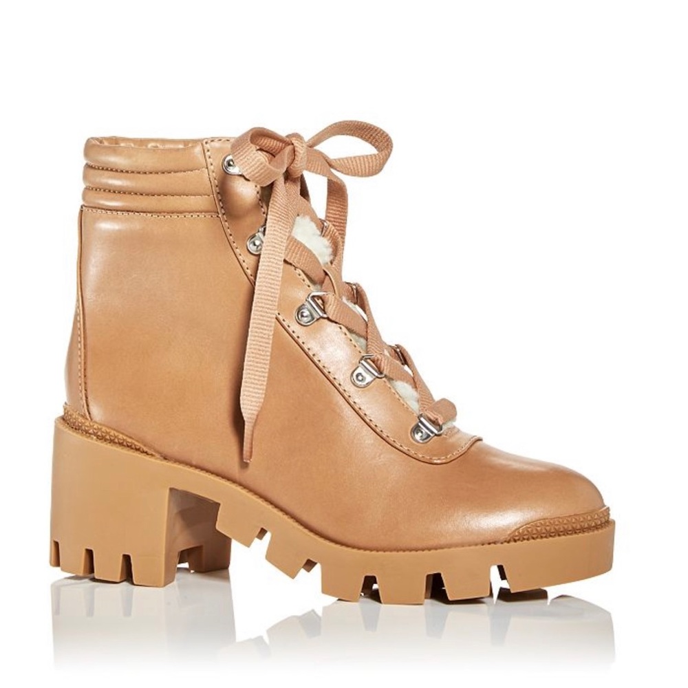 Aqua Gilca Block Heel Ankle Boots Booties Honey Beige‎